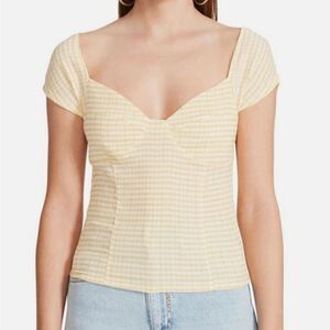 Steve Madden NWT Gingham To Me Knit Top in sunshine size S